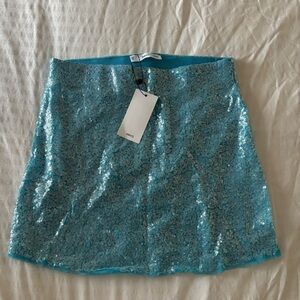 Mango Shimmering Blue Sequin Mini Skirt